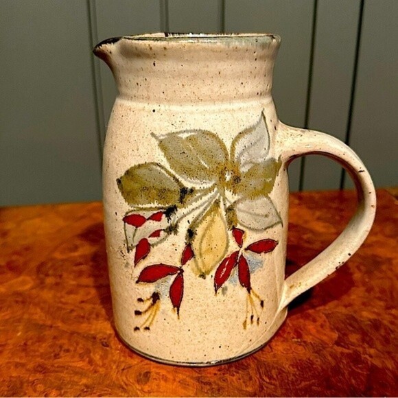 Colin Kellam Studio Pottery Stoneware Speckled Floral Pitcher Jug - Picture 2 of 7